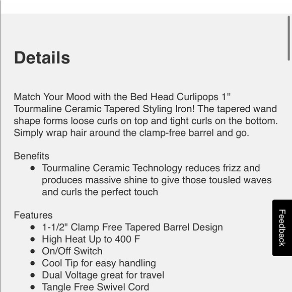 Curlipops 1'' Tourmaline Ceramic Tapered Styling Iron - Picture 2 of 6